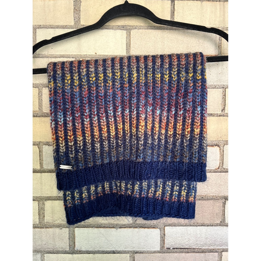 Steve Madden Blue Multicolor Marled Ribbed Knit Funnel Cowl Scarf One Size